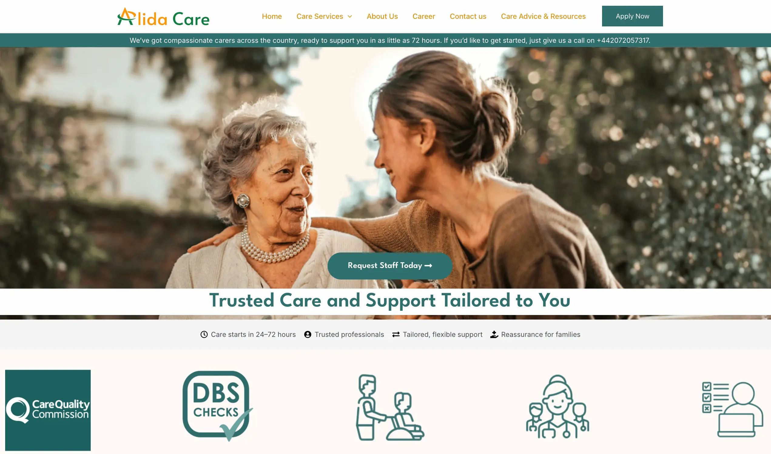 Alida Care website homepage